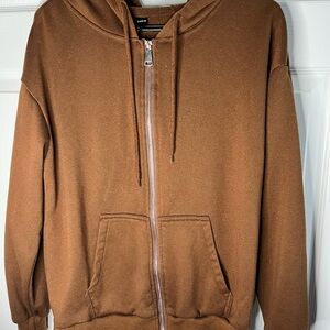 SHEIN Brown Zip Hoodie Women’s Small Lightweight